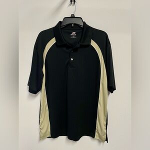 Top Flight Golf Polo Shirt, Black and Cream Men's Polo Shirt, Size Large